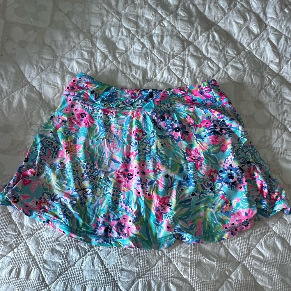 Lilly Pulitzer Luxletic Aila Floral Skirt in Pink and Blue
